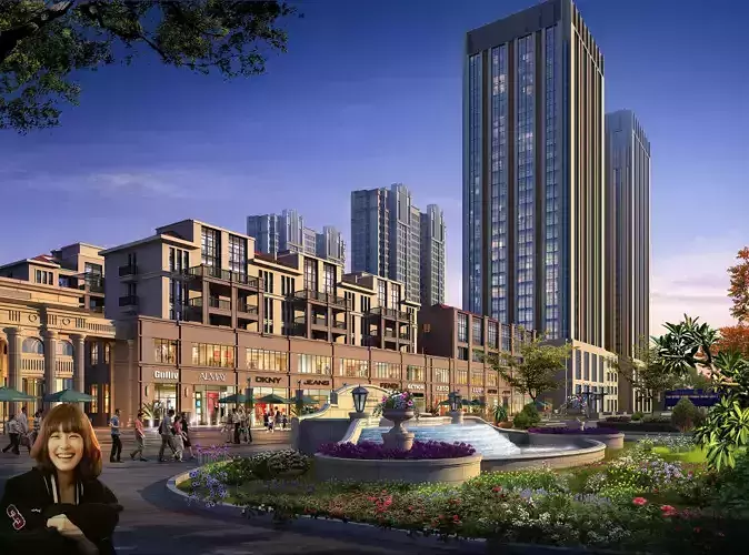 3Dmax fashion city commercial square building 116