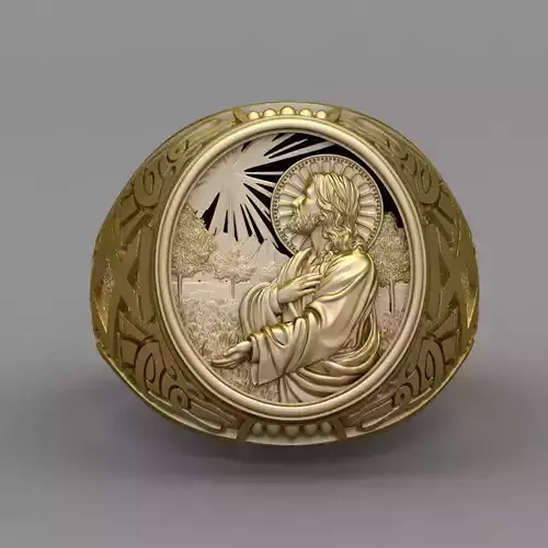 Jesus Diamond Ring 3d Print Model 