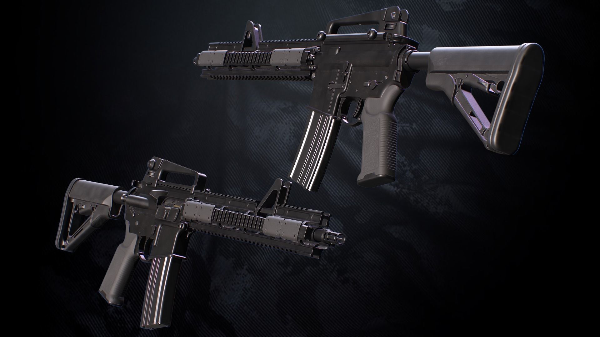 MR-44 Assault rifle With Hands And Weapon Case Low-poly 3D model_6