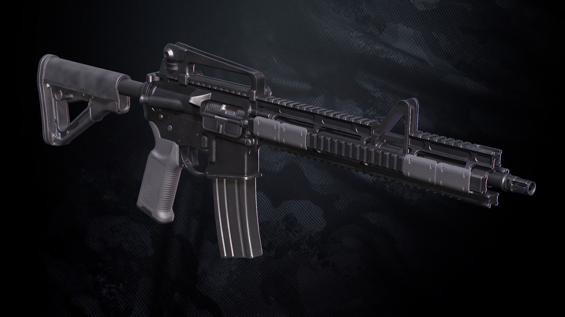 MR-44 Assault rifle With Hands And Weapon Case Low-poly 3D model_7