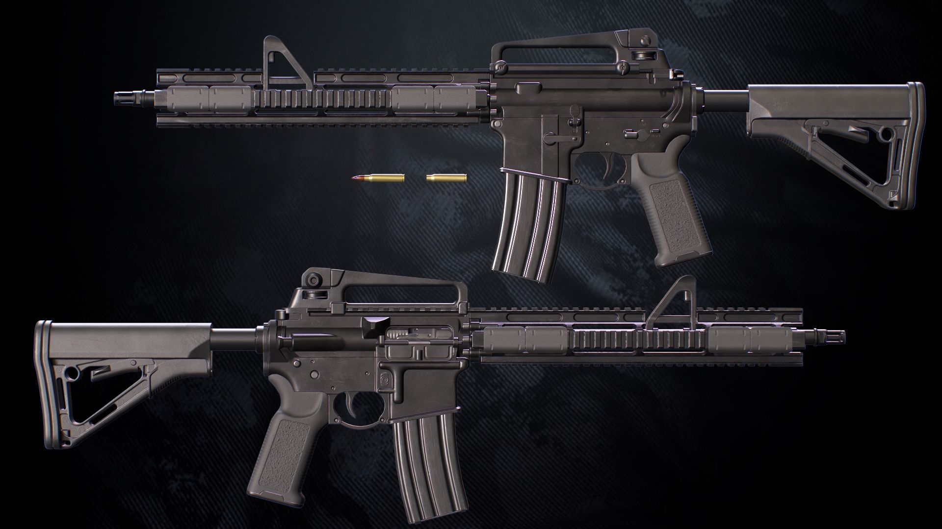 MR-44 Assault rifle With Hands And Weapon Case Low-poly 3D model_4