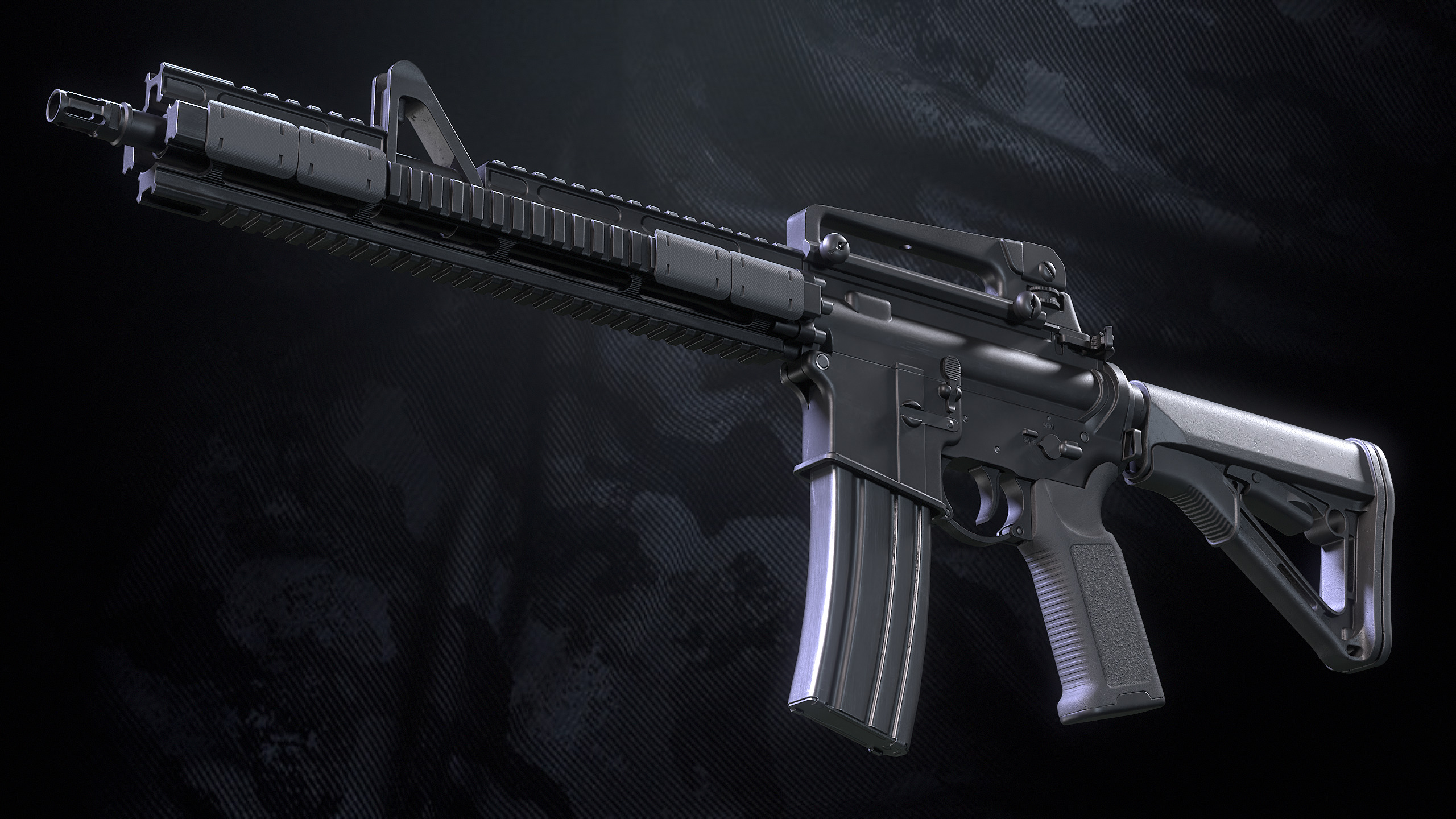 MR-44 Assault rifle With Hands And Weapon Case Low-poly 3D model_12