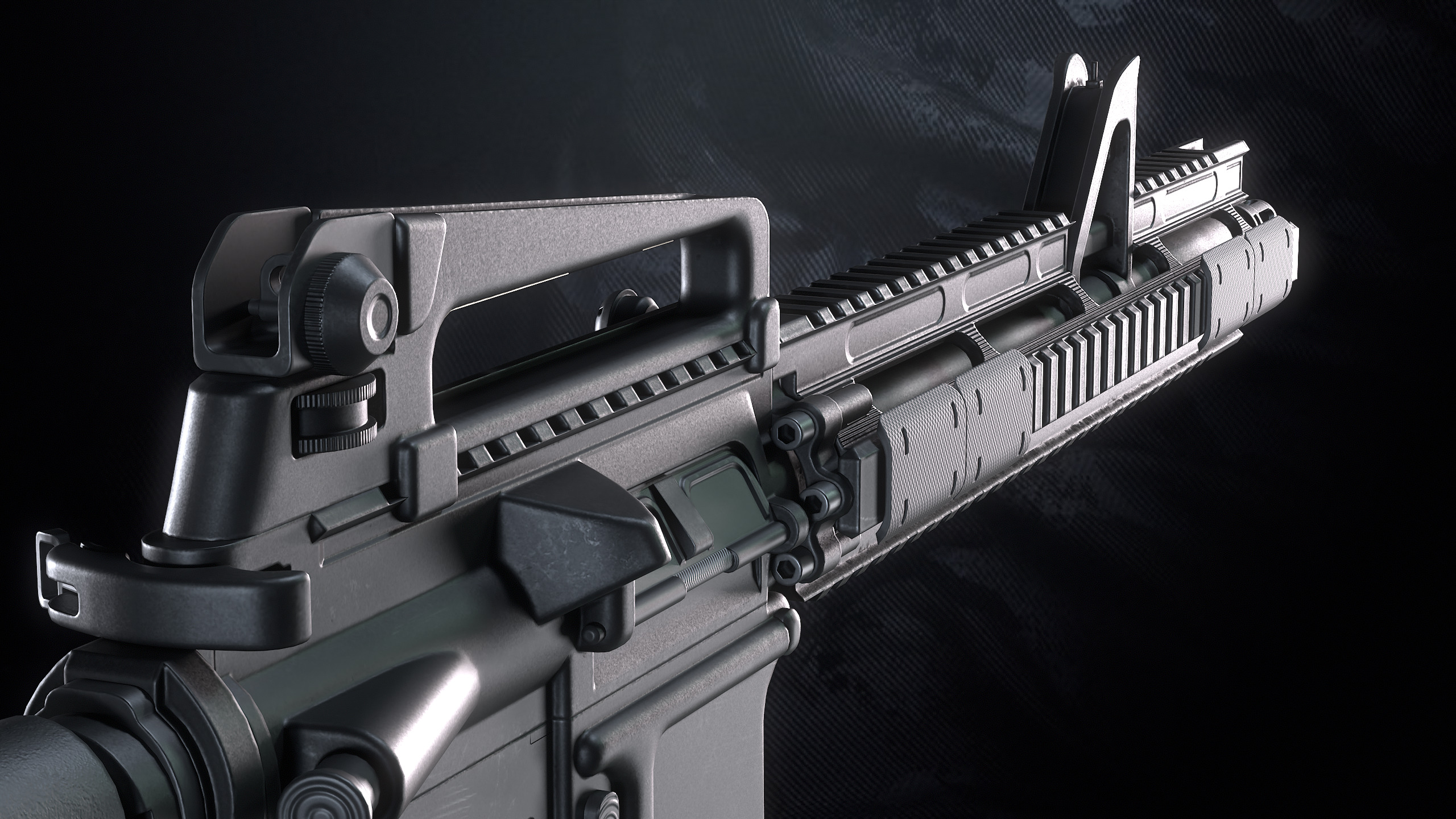 MR-44 Assault rifle With Hands And Weapon Case Low-poly 3D model_11