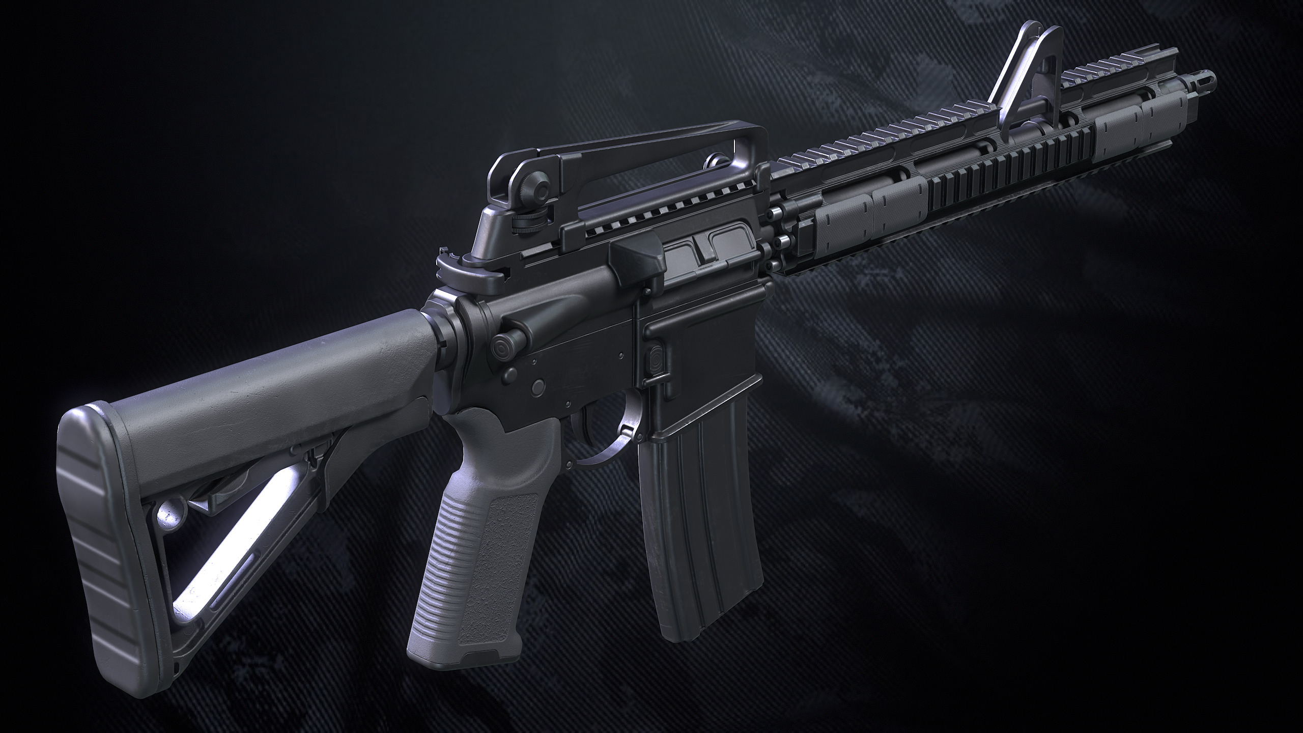 MR-44 Assault rifle With Hands And Weapon Case Low-poly 3D model_9