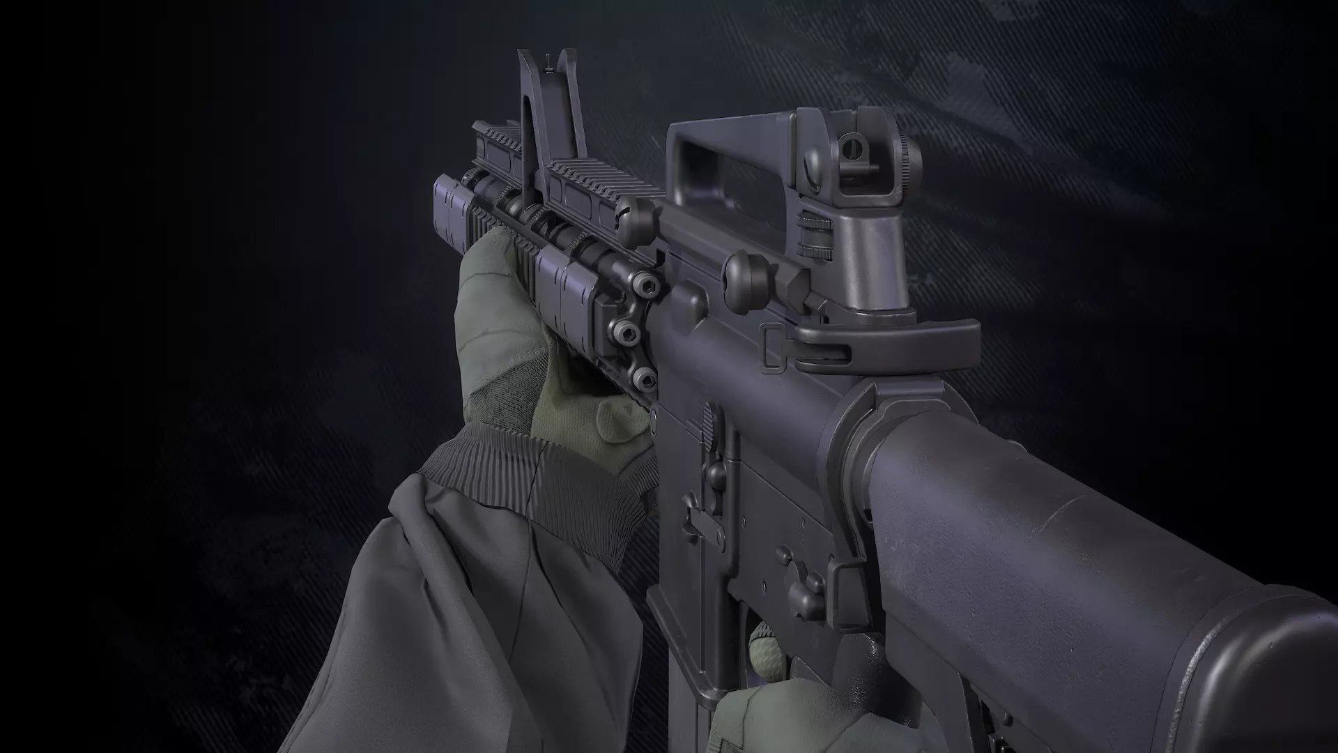 MR-44 Assault rifle With Hands And Weapon Case Low-poly 3D model_0