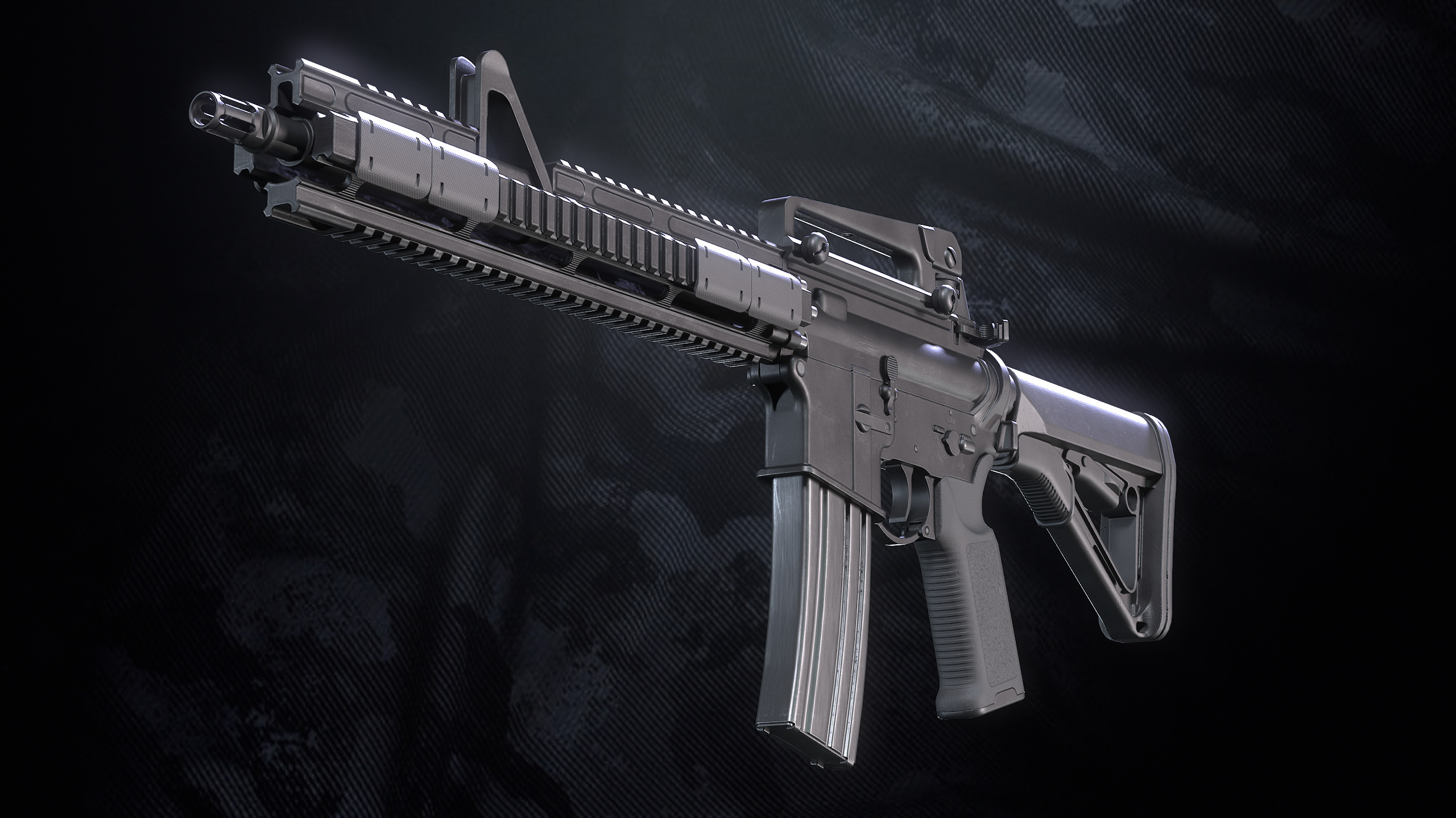 MR-44 Assault rifle With Hands And Weapon Case Low-poly 3D model_8