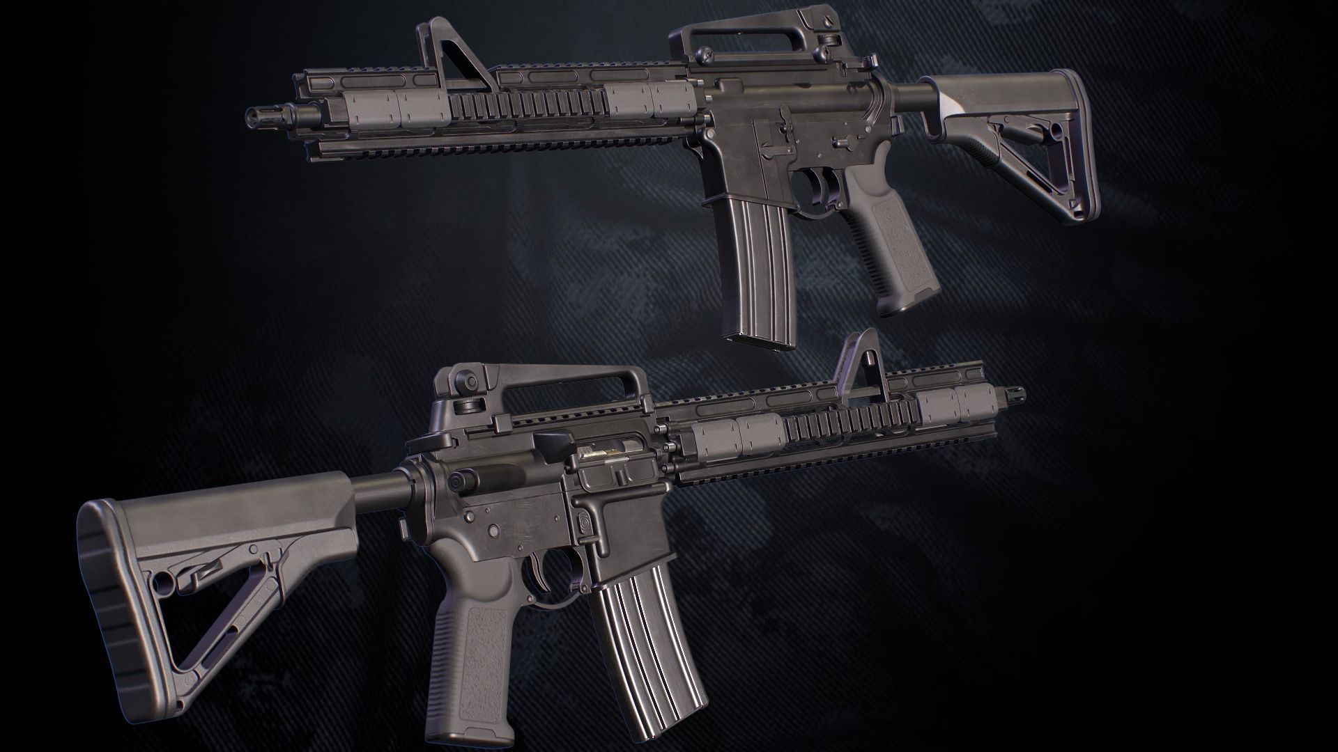 MR-44 Assault rifle With Hands And Weapon Case Low-poly 3D model_5