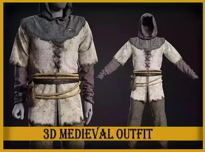 medieval renaissance male clothes  and shoes 3D model