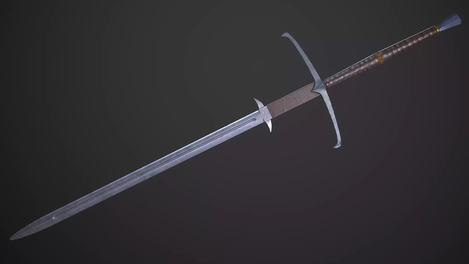 Zweihander Greatsword PBR Gameready Low-poly 3D model_0