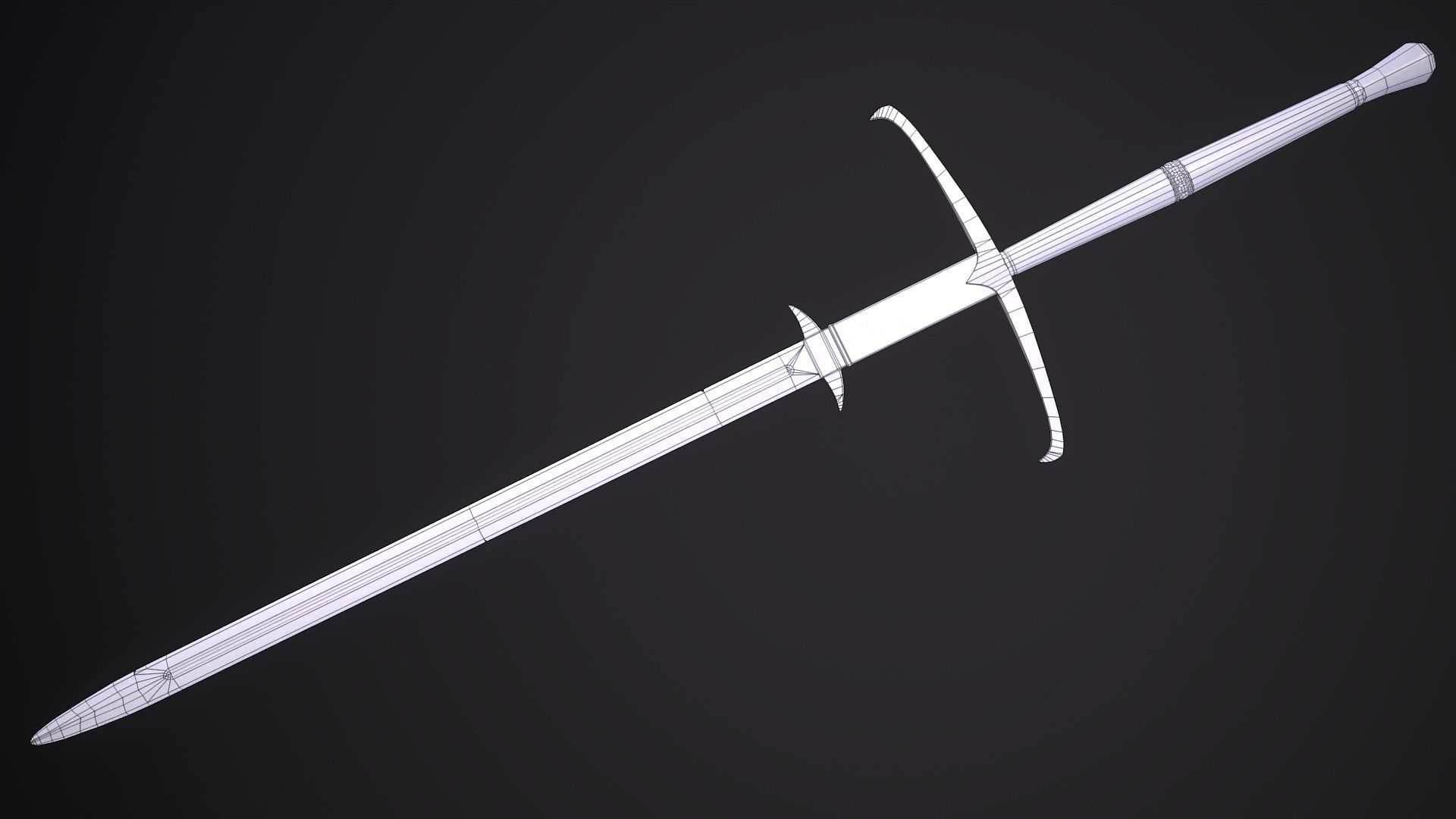 Zweihander Greatsword PBR Gameready Low-poly 3D model_12