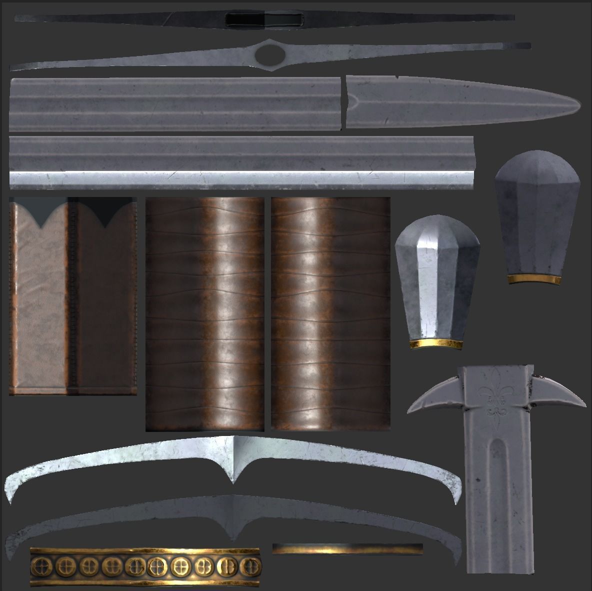 Zweihander Greatsword PBR Gameready Low-poly 3D model_13