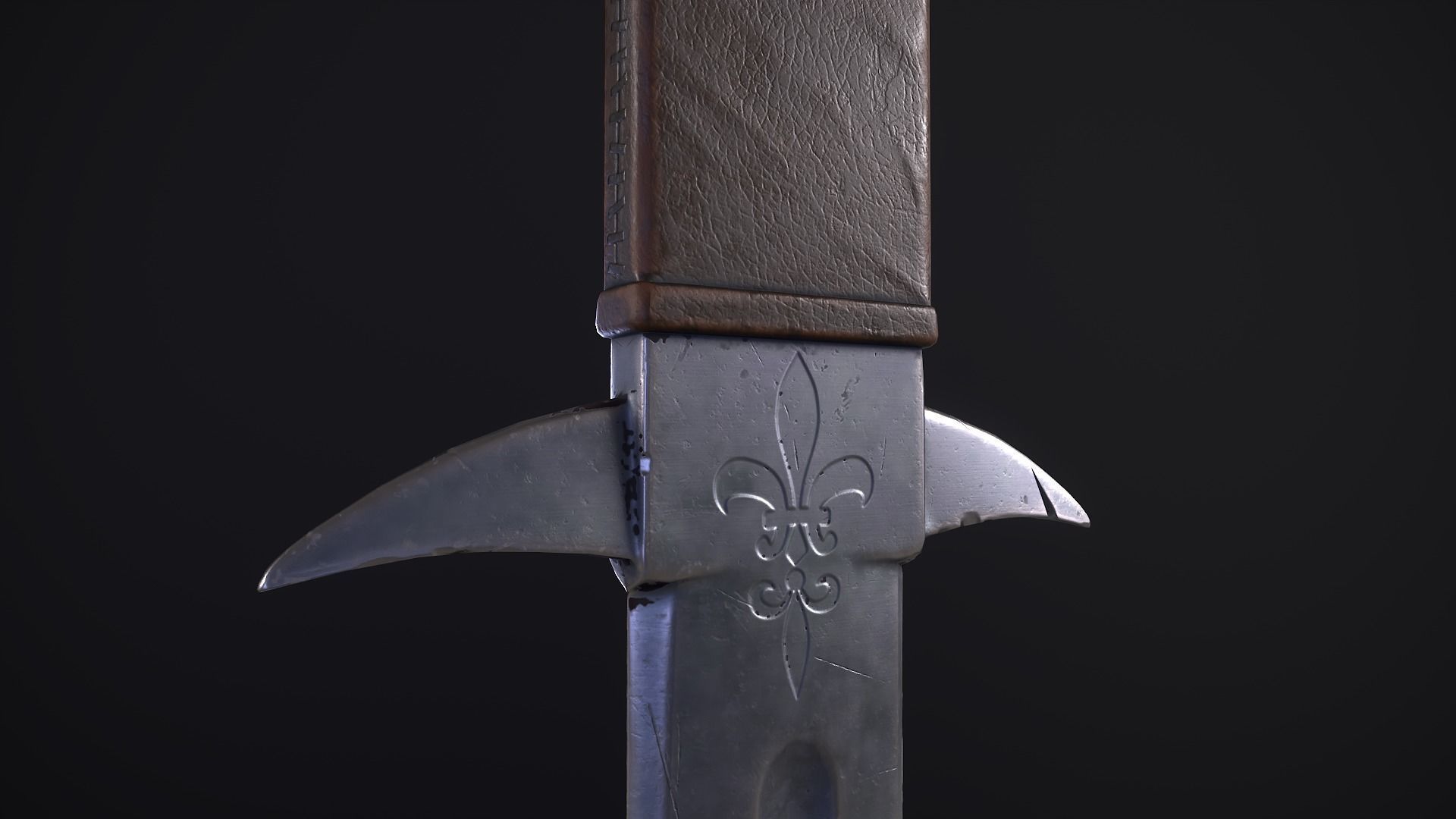 Zweihander Greatsword PBR Gameready Low-poly 3D model_8