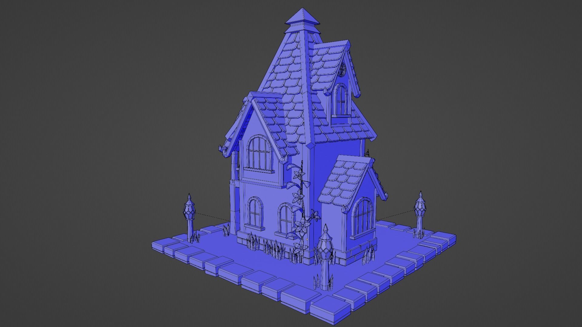 Fantasy Cartoon House Low-poly 3D model_11