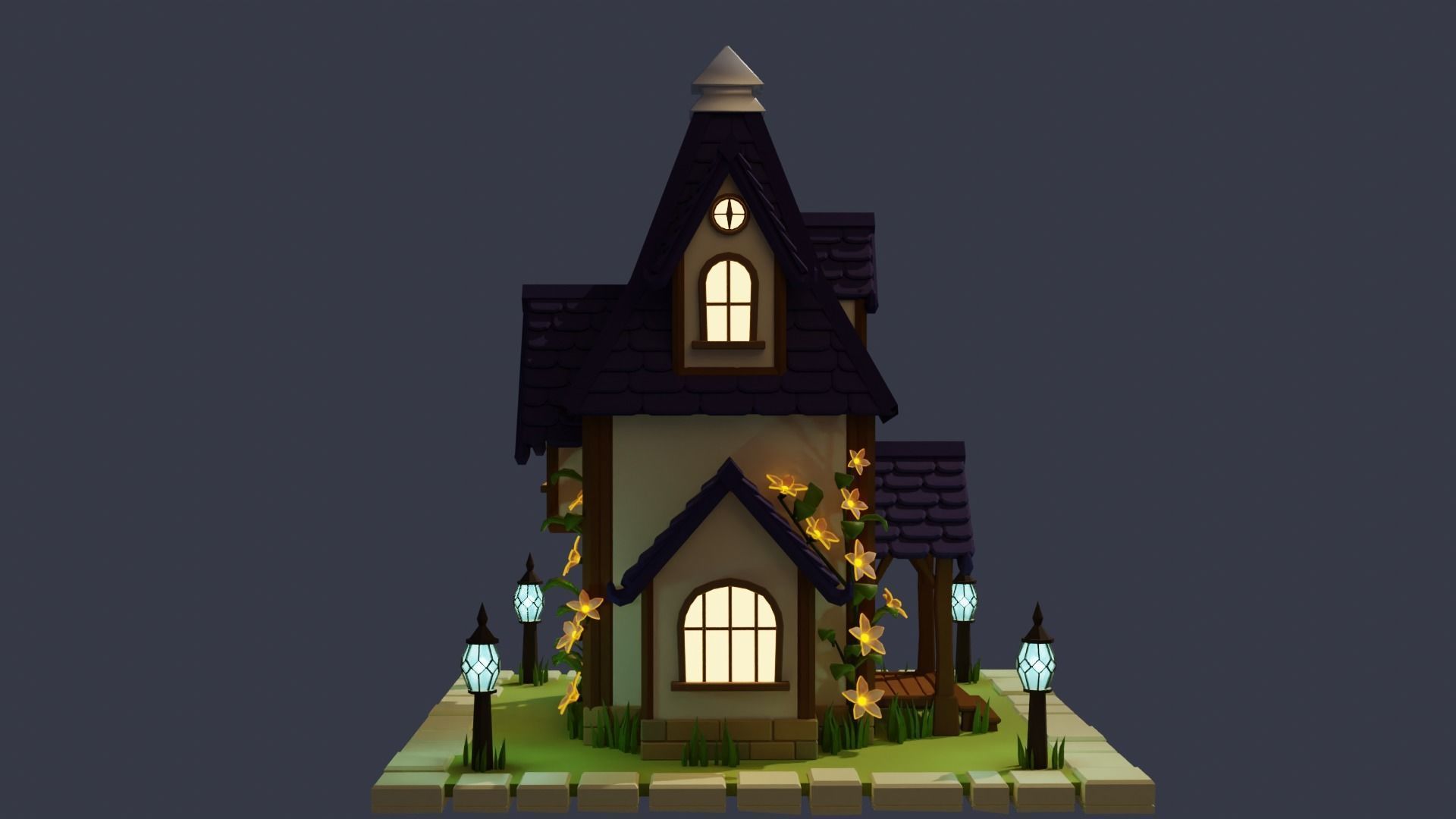 Fantasy Cartoon House Low-poly 3D model_4