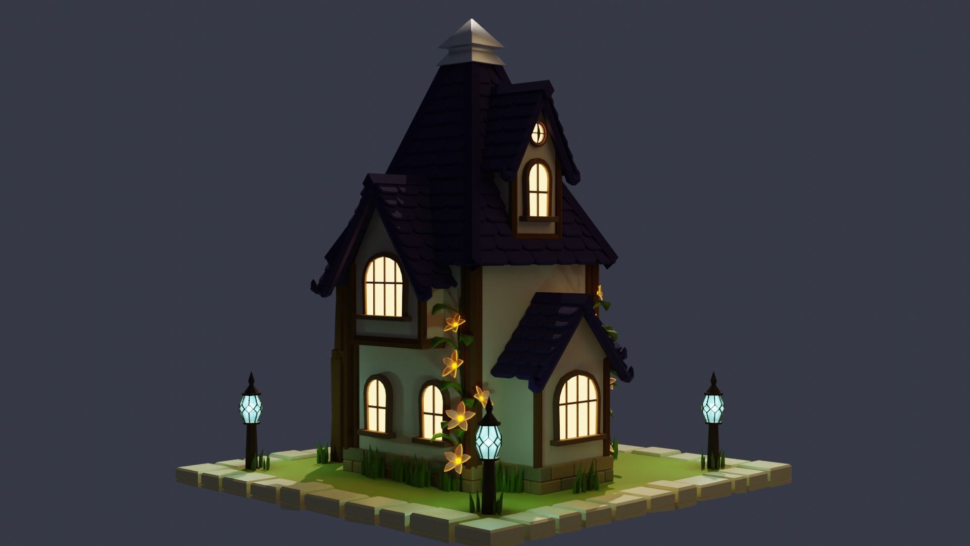 Fantasy Cartoon House Low-poly 3D model_5
