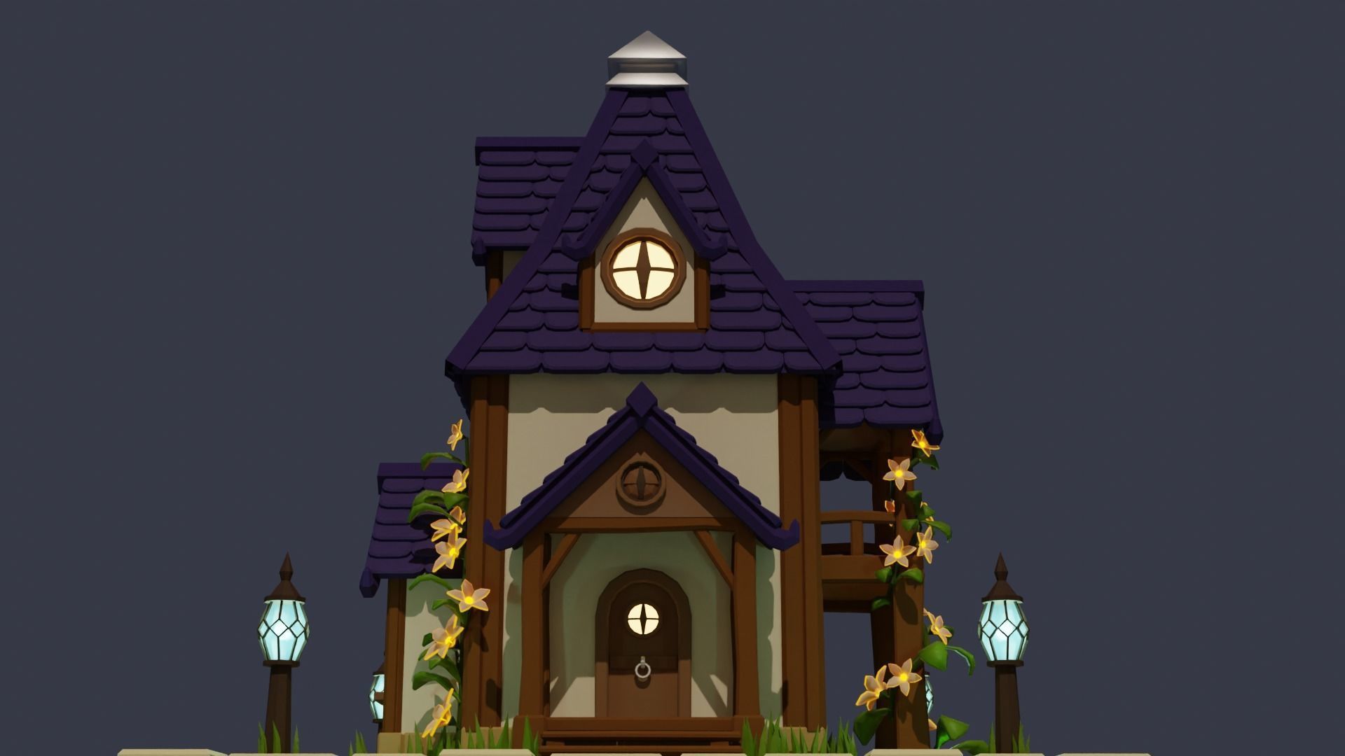 Fantasy Cartoon House Low-poly 3D model_8
