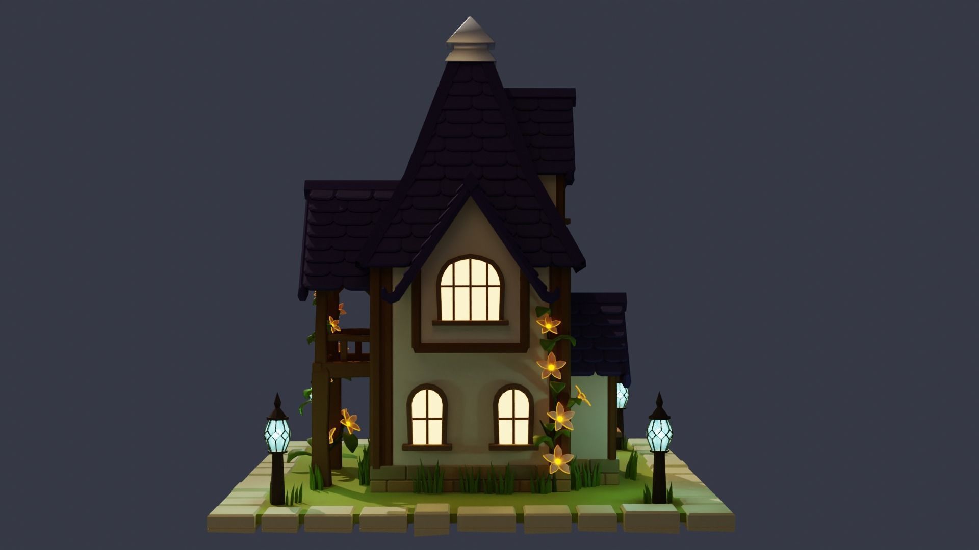 Fantasy Cartoon House Low-poly 3D model_6