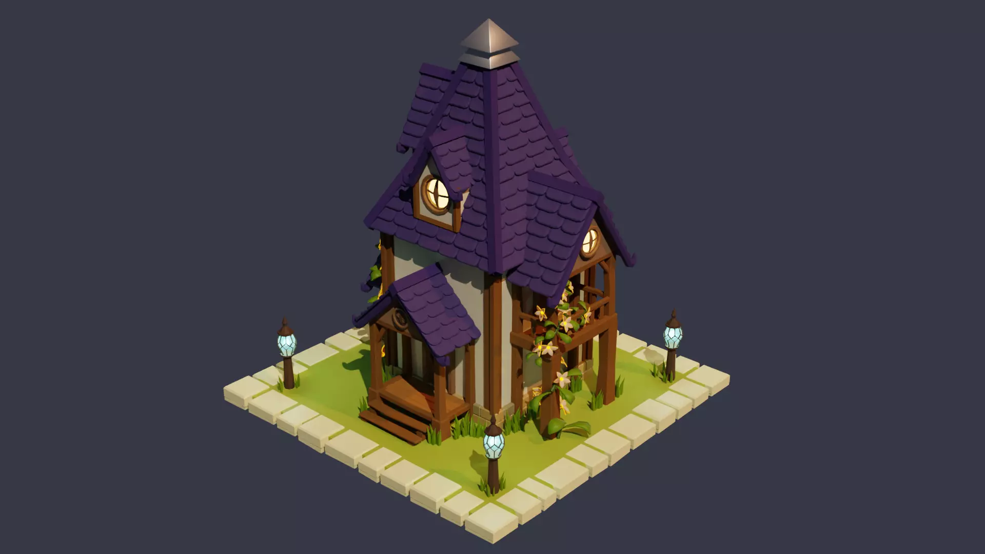 Fantasy Cartoon House Low-poly 3D model_0