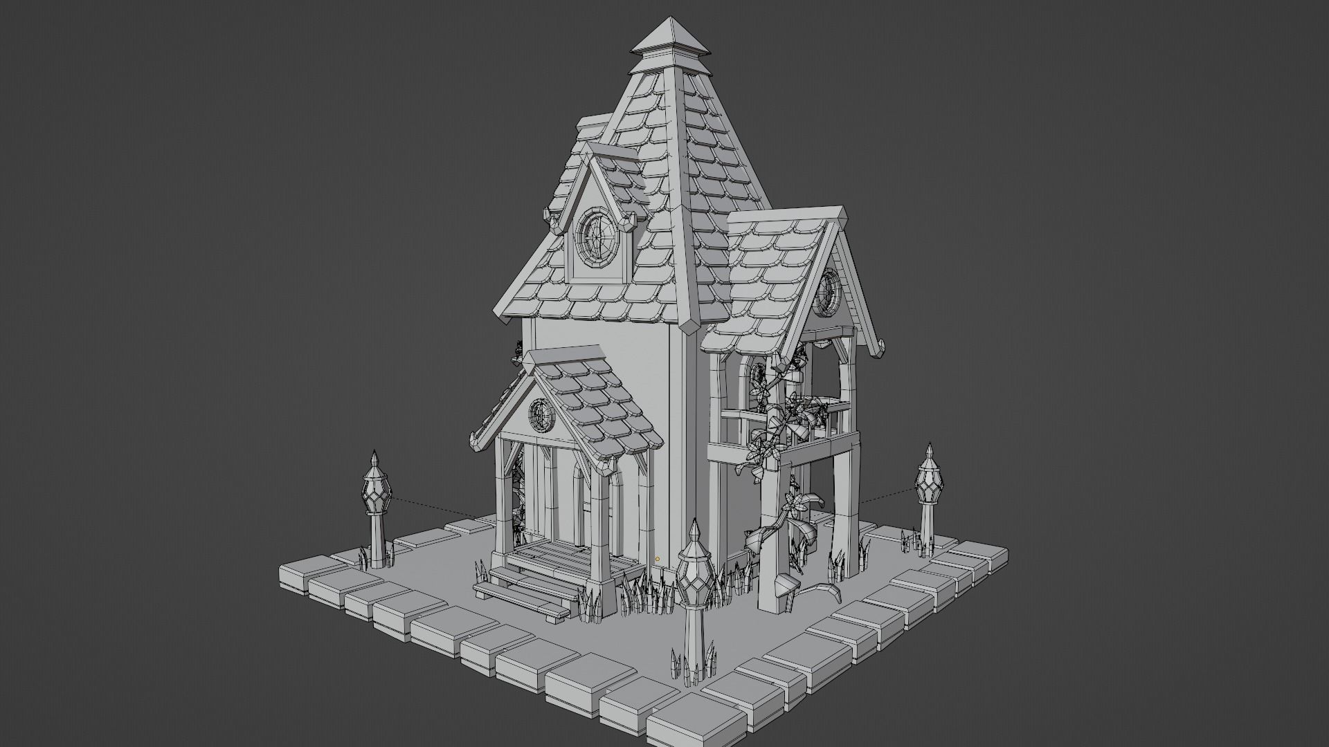 Fantasy Cartoon House Low-poly 3D model_9