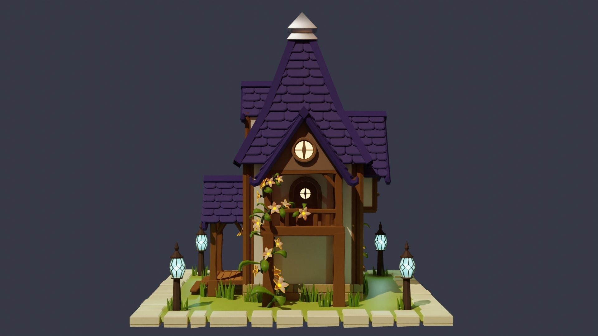 Fantasy Cartoon House Low-poly 3D model_3