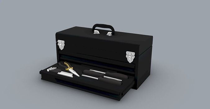 Toolbox With Tools Low-poly 3D model