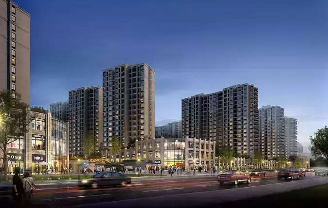 3Dmax fashion city commercial square building 122