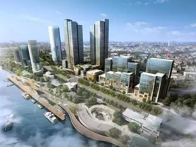 3Dmax fashion city commercial square building 124