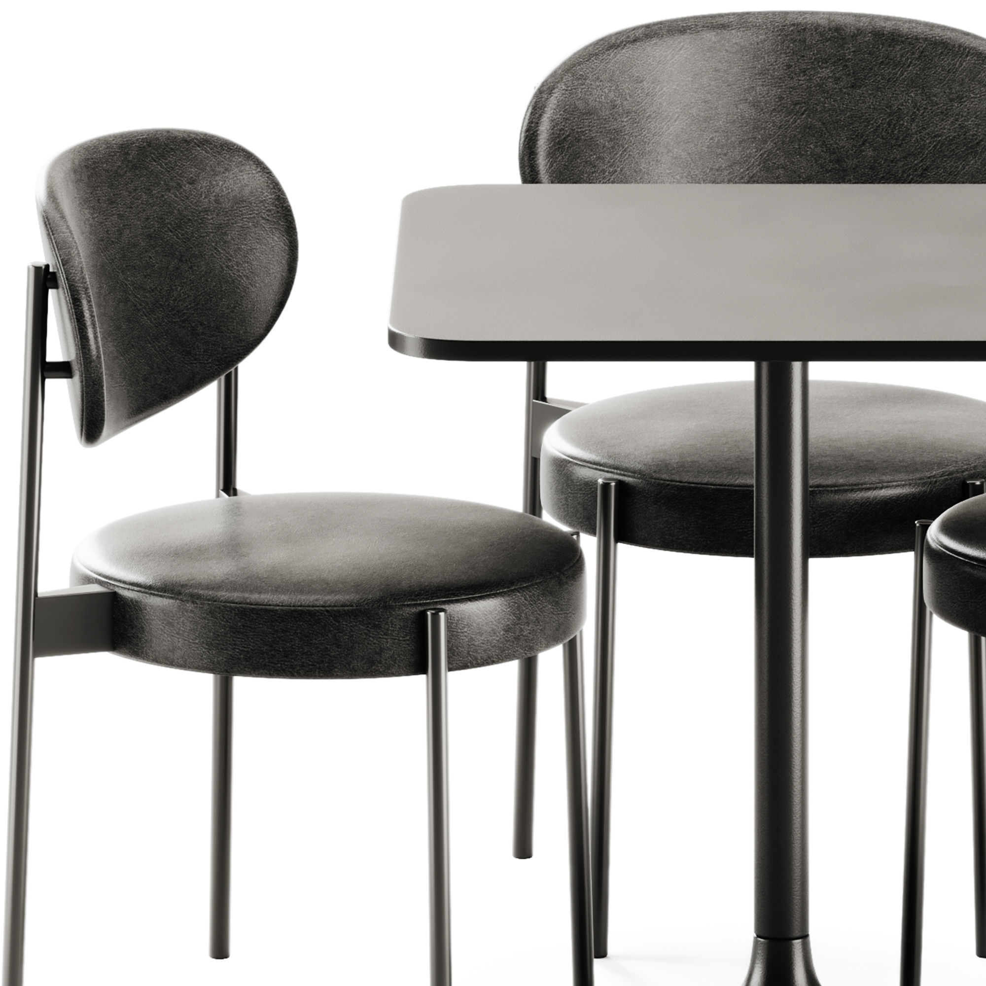 Casual Square Table by Bene and Series 430 Chair by Verner 3D model_4