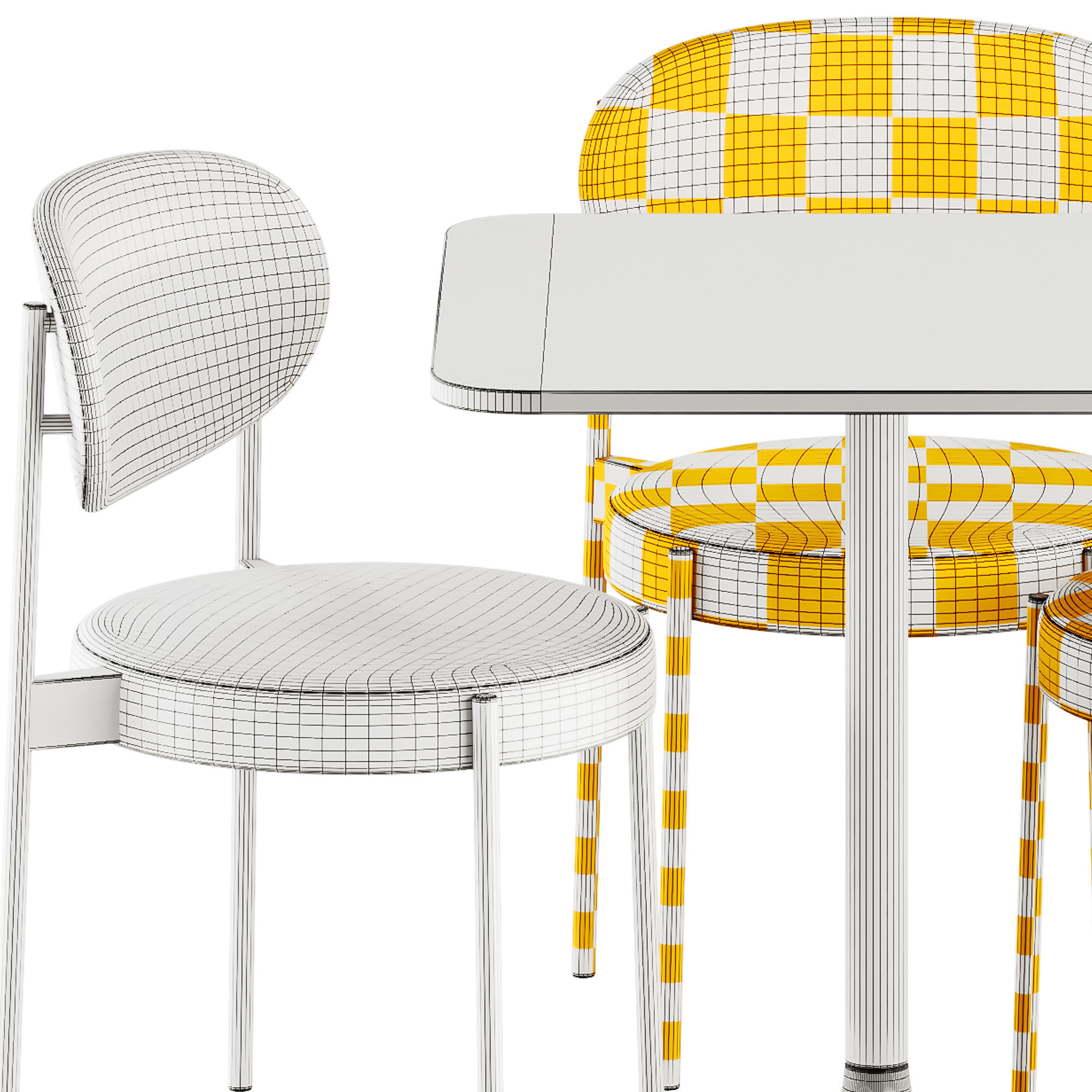 Casual Square Table by Bene and Series 430 Chair by Verner 3D model_8