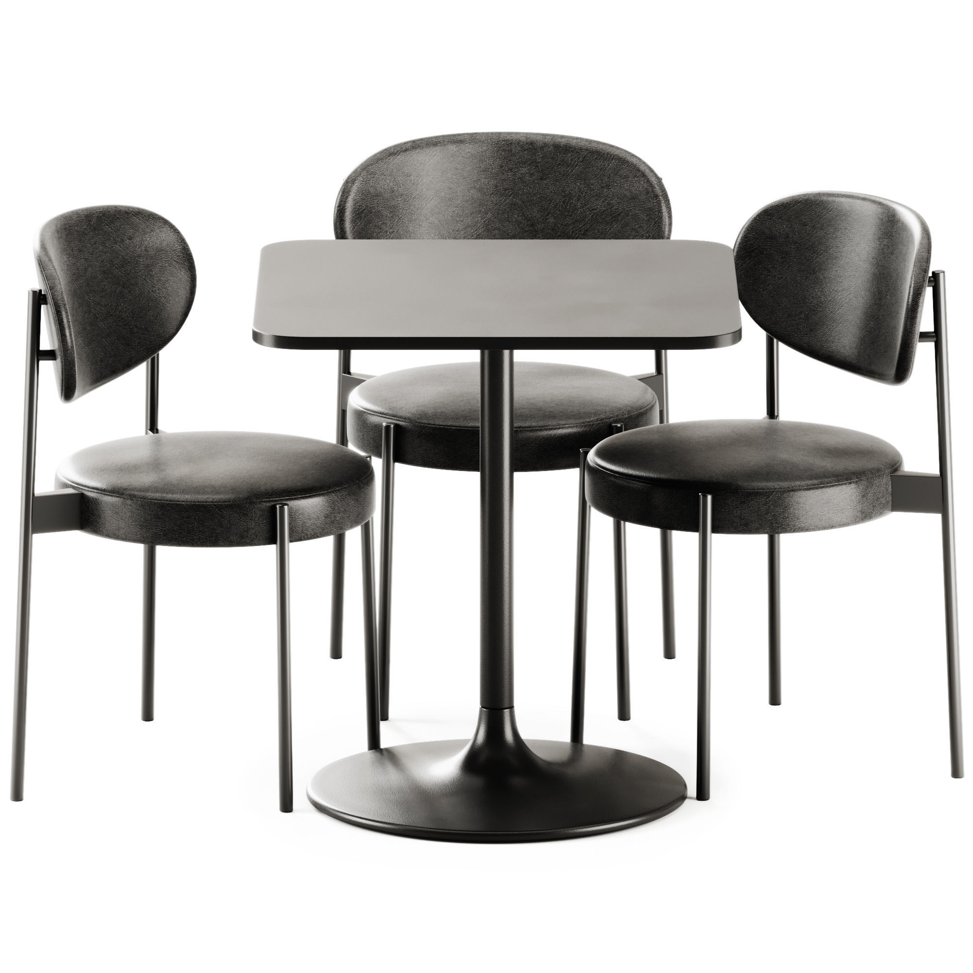 Casual Square Table by Bene and Series 430 Chair by Verner 3D model_2