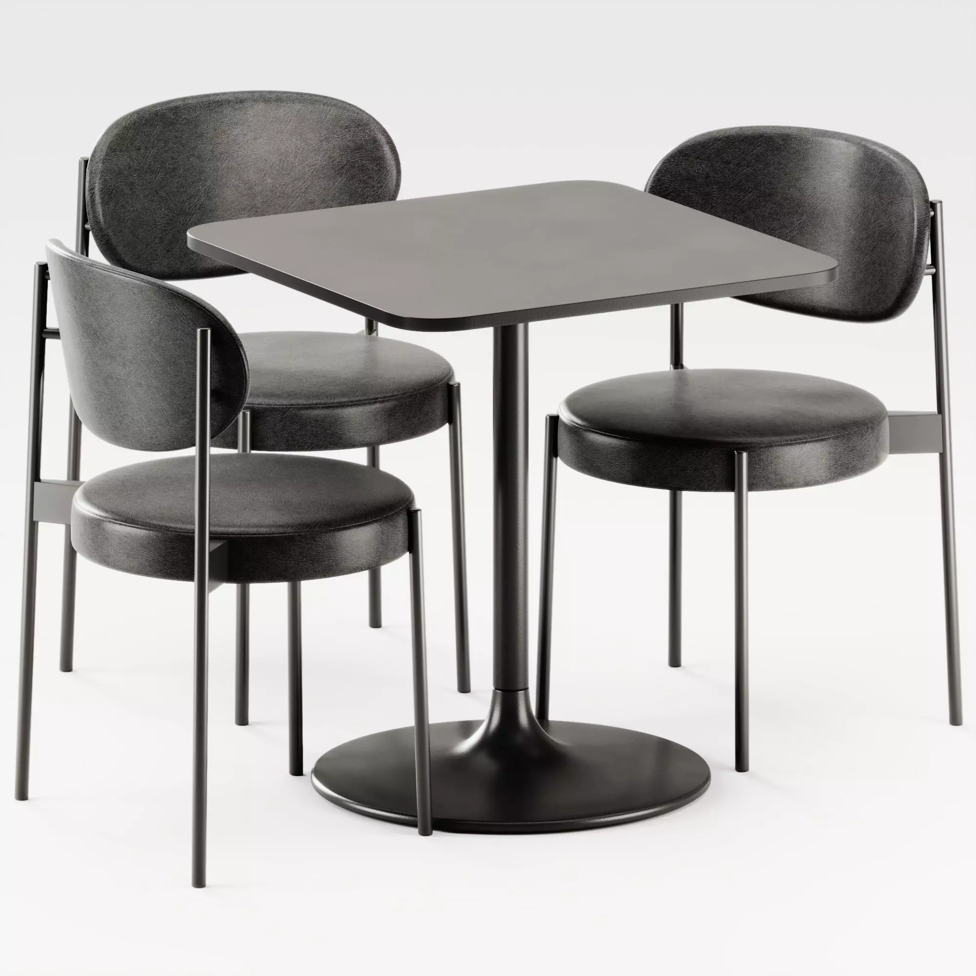 Casual Square Table by Bene and Series 430 Chair by Verner 3D model_0