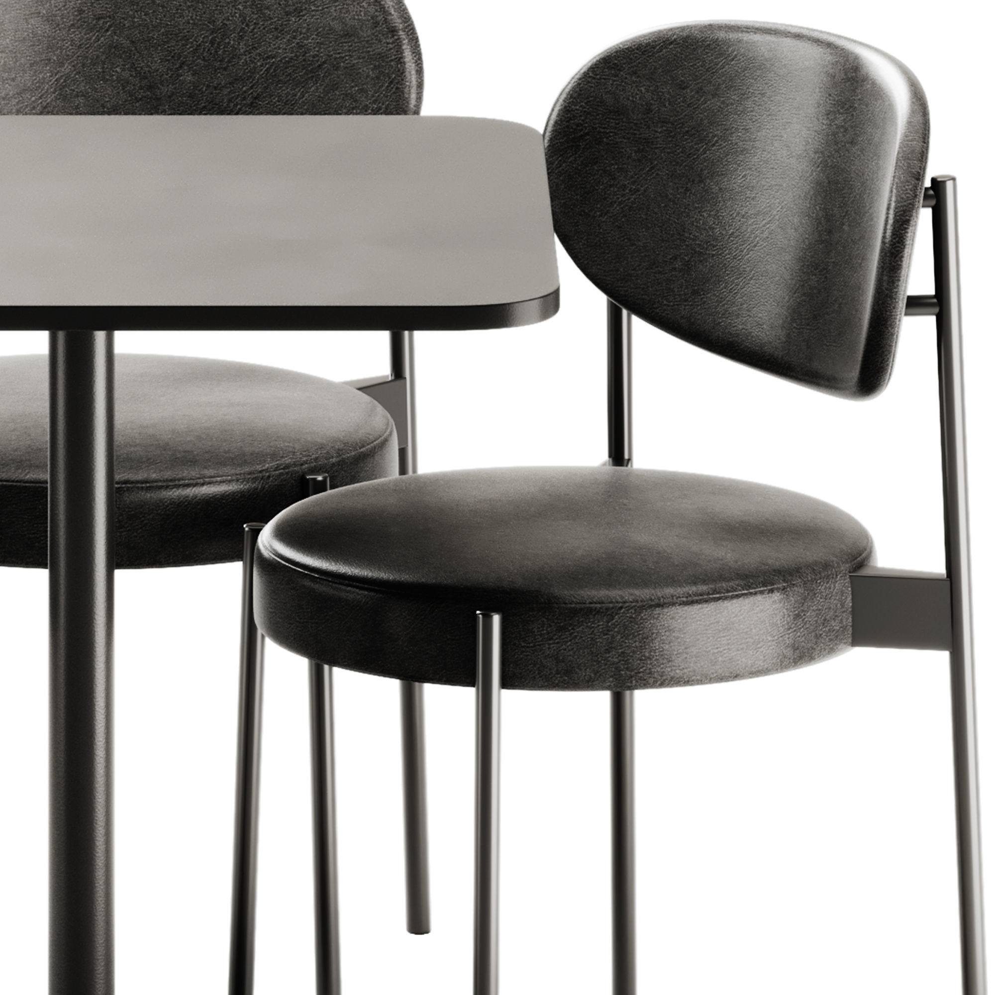 Casual Square Table by Bene and Series 430 Chair by Verner 3D model_6