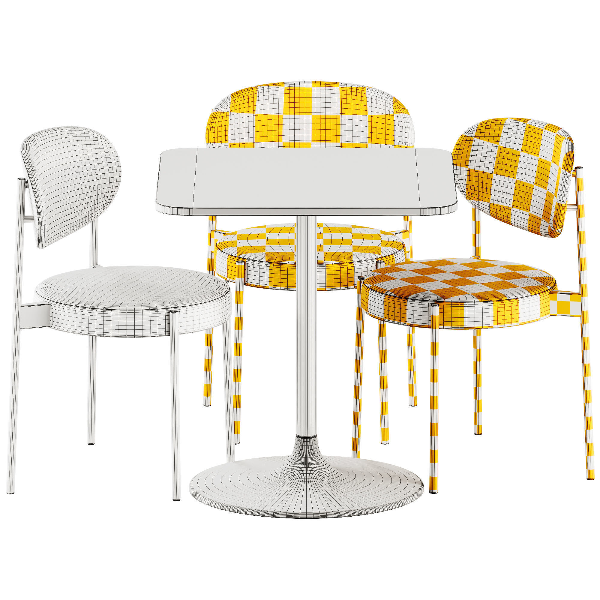 Casual Square Table by Bene and Series 430 Chair by Verner 3D model_7