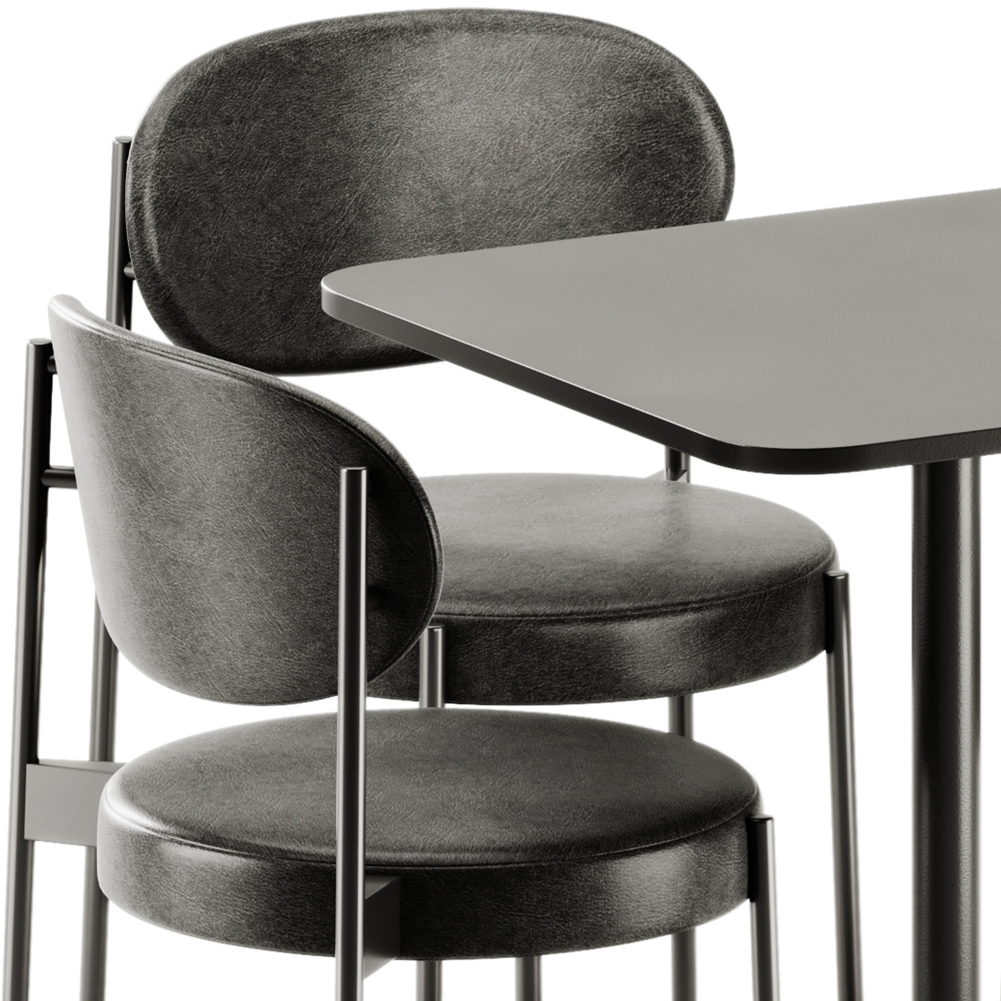 Casual Square Table by Bene and Series 430 Chair by Verner 3D model_3