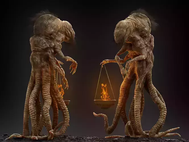 Octopus Horror Creature  Low-poly 3D model
