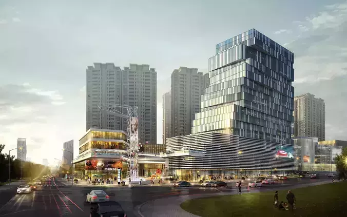 3Dmax fashion city commercial square building 126