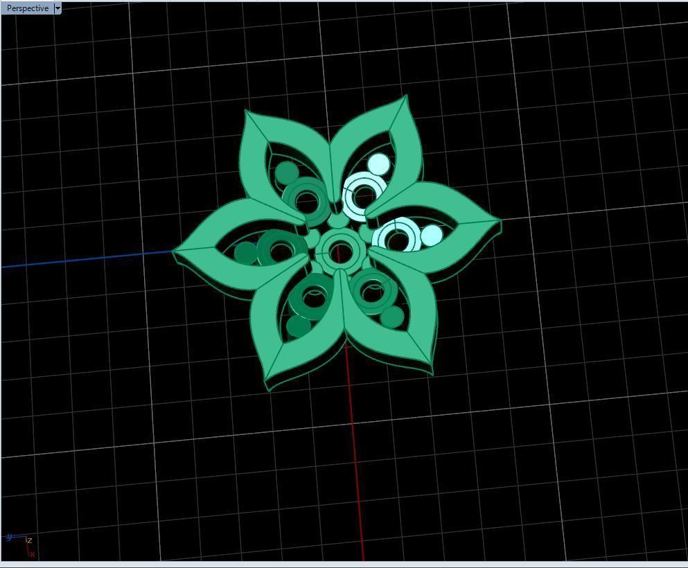  stud earrings with six petal shape and 14 diamond gem stone 3D print model_12