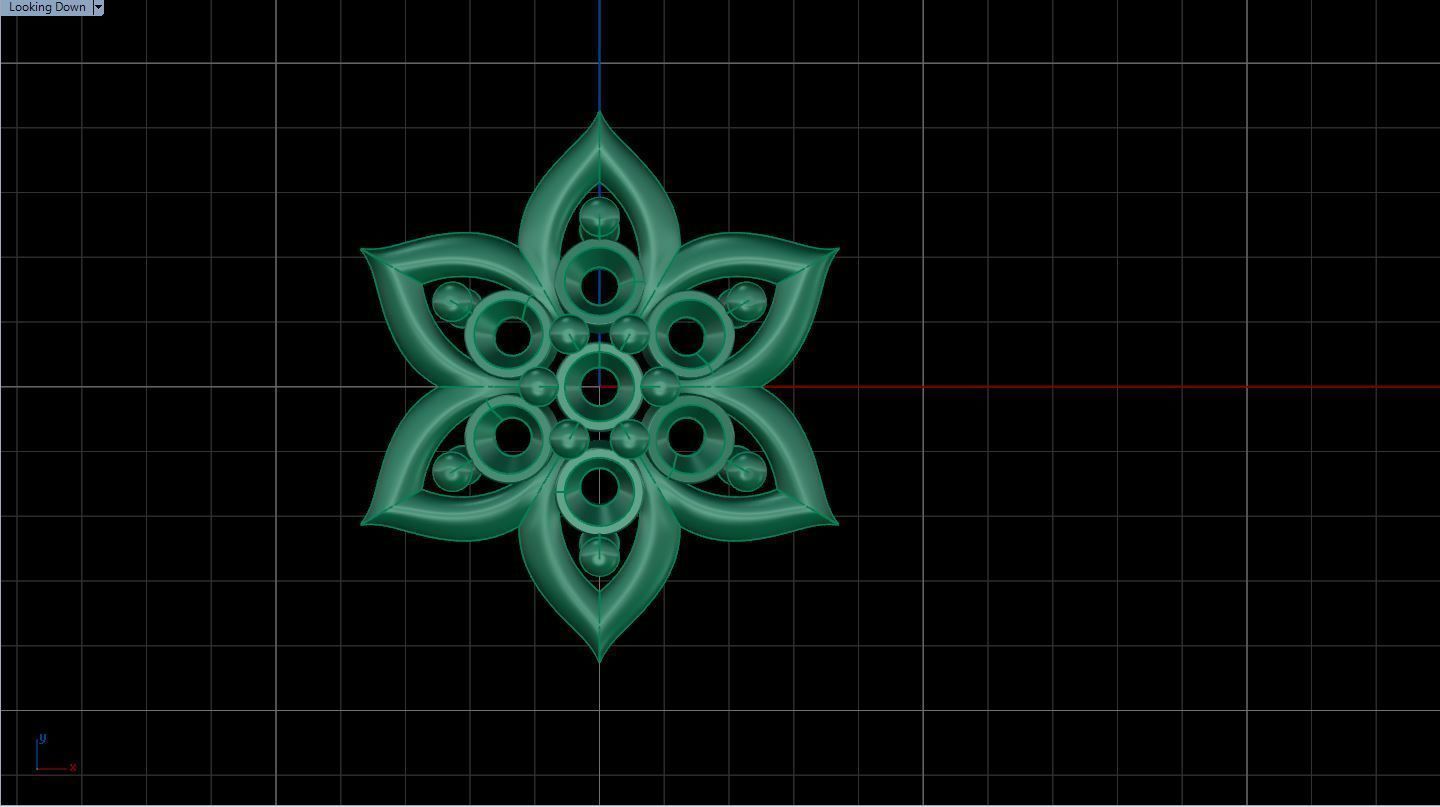  stud earrings with six petal shape and 14 diamond gem stone 3D print model_20