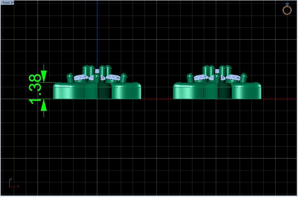  stud earrings with six petal shape and 14 diamond gem stone 3D print model_15