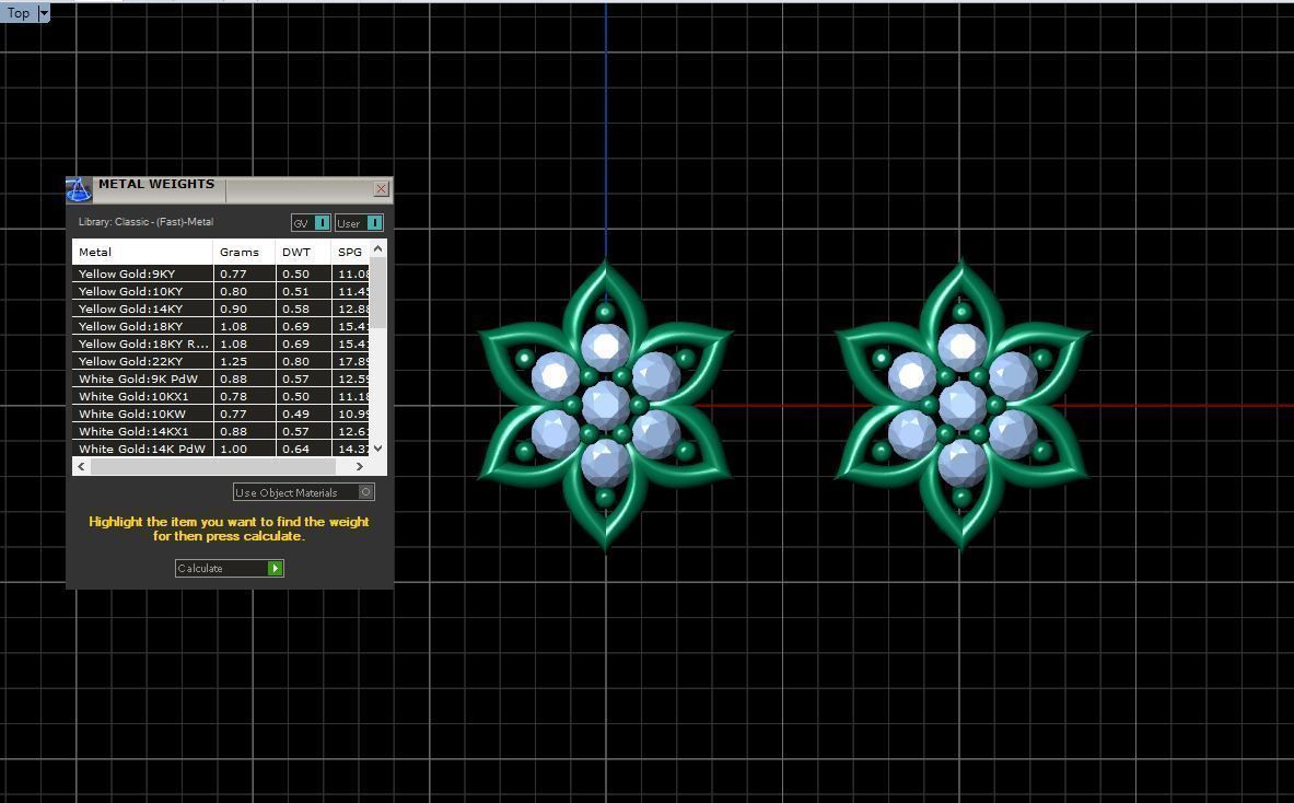  stud earrings with six petal shape and 14 diamond gem stone 3D print model_2