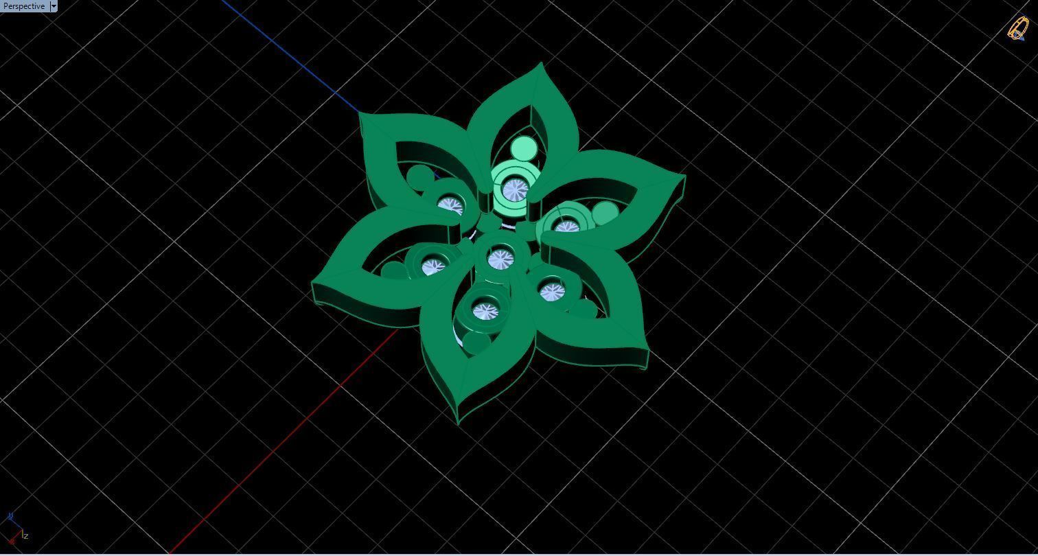  stud earrings with six petal shape and 14 diamond gem stone 3D print model_7