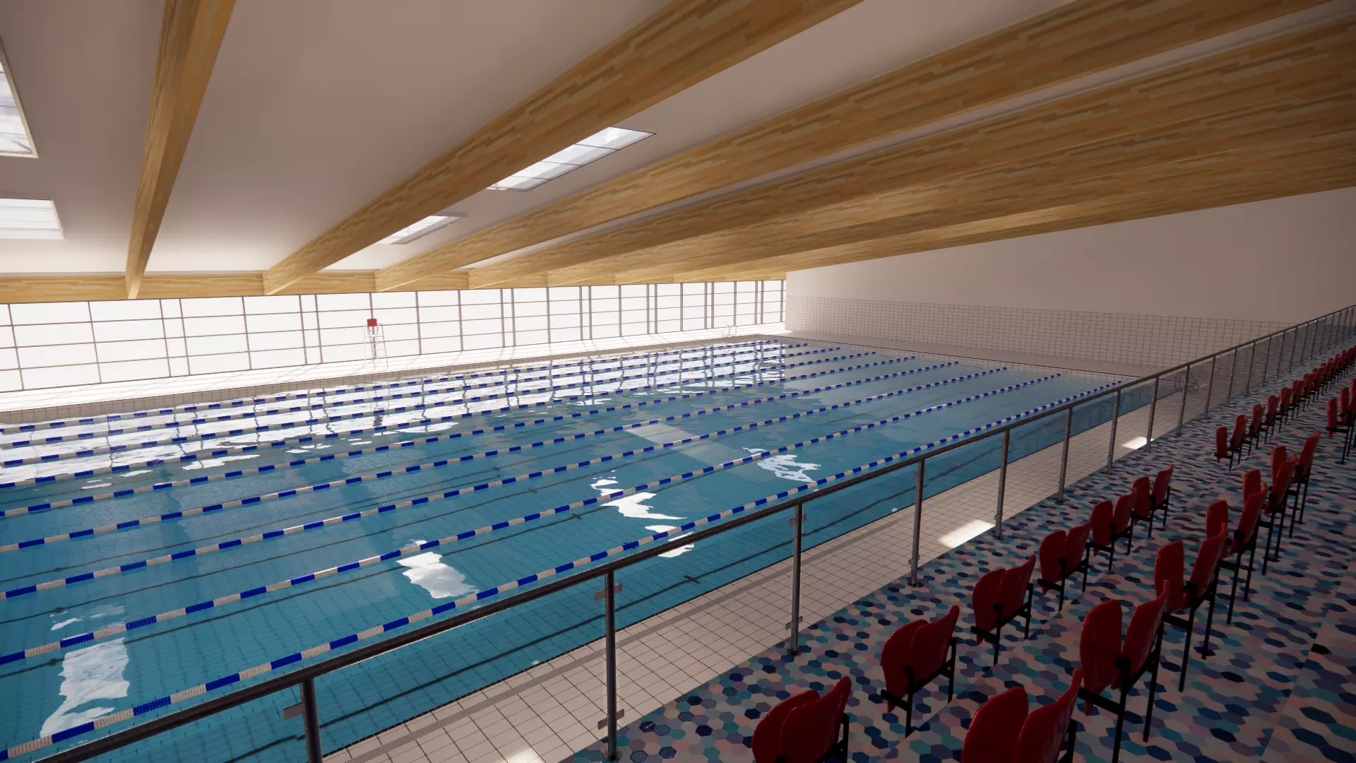 Swimming pool 50 meters 3D model