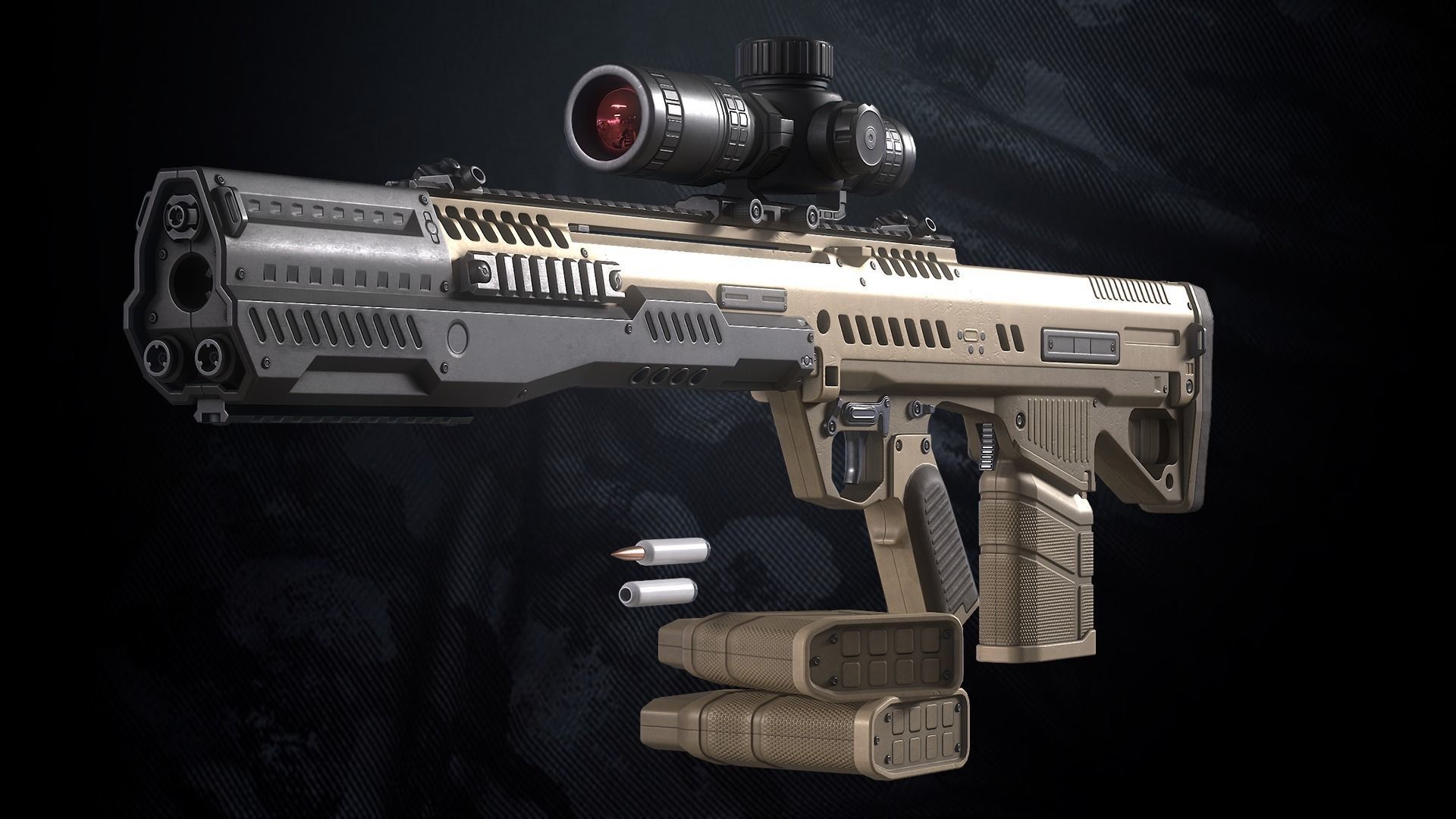 MR-772 Assault Rifle With Hands And Weapon Case Low-poly 3D model_7