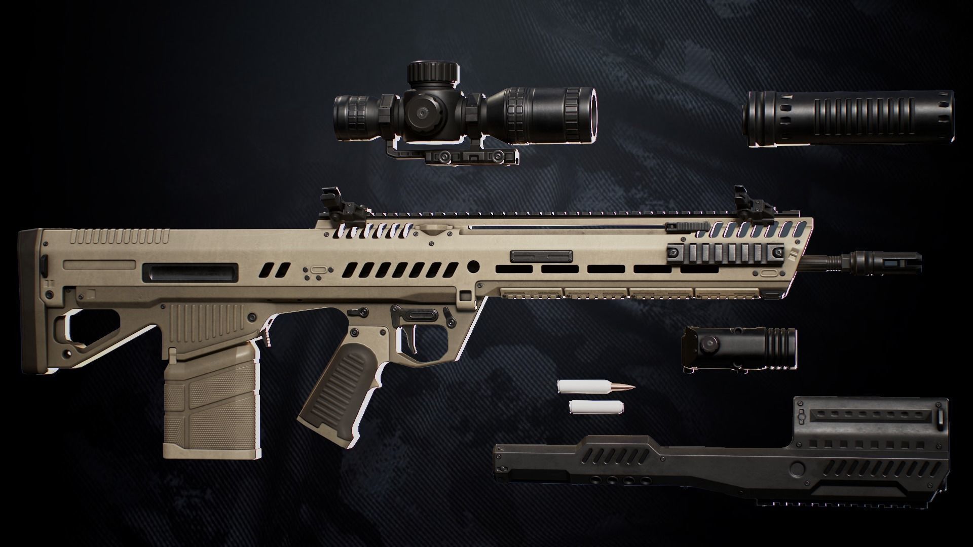 MR-772 Assault Rifle With Hands And Weapon Case Low-poly 3D model_5