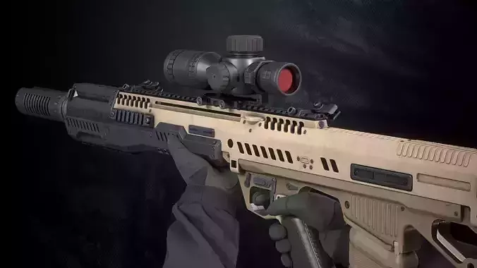 MR-772 Assault Rifle With Hands And Weapon Case Low-poly 3D model MR-772 Assault Rifle With Hands And Weapon Case Low-poly 3D model