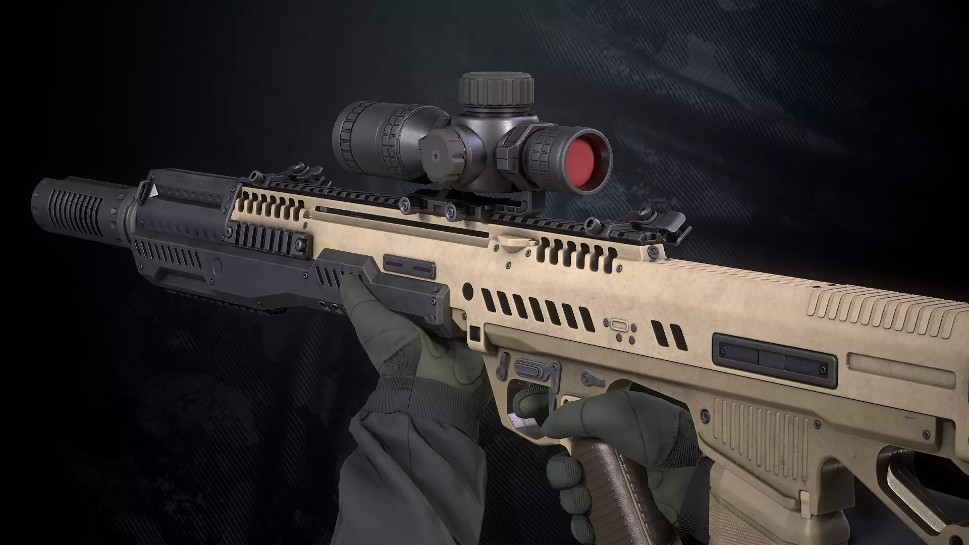 MR-772 Assault Rifle With Hands And Weapon Case Low-poly 3D model_0