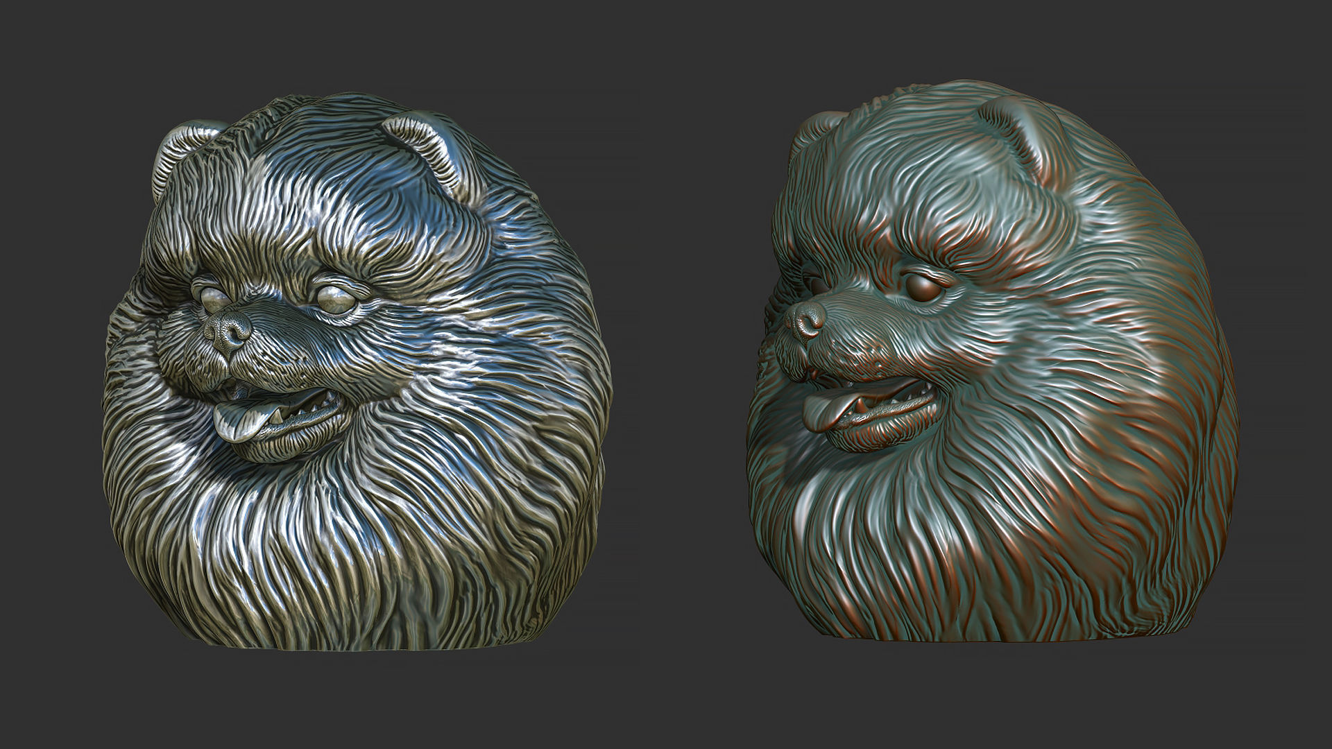 Pomeranian bust 3D print model_4