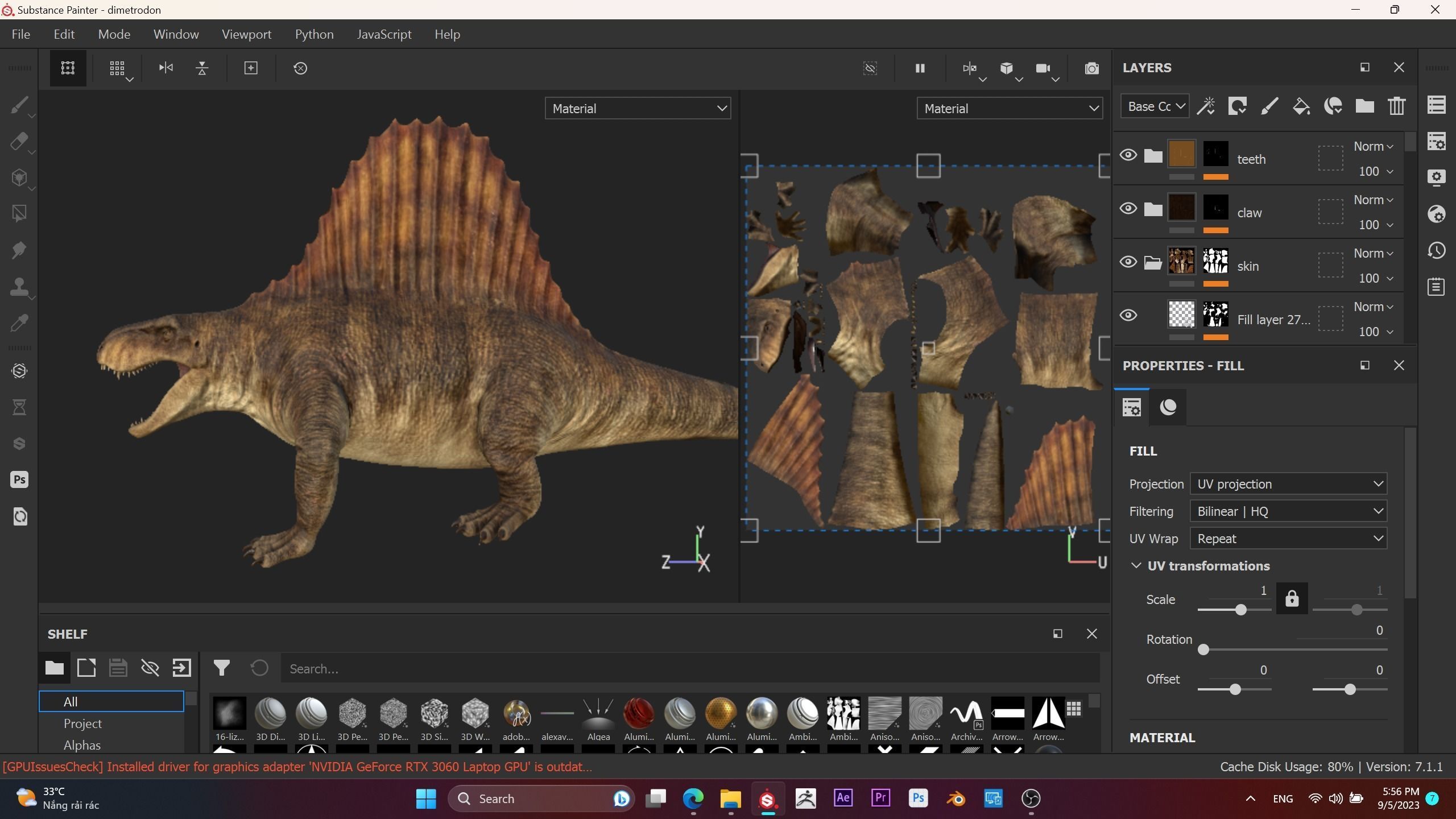 Dimetrodon - Prehistoric Synapsid Low-poly 3D model_9