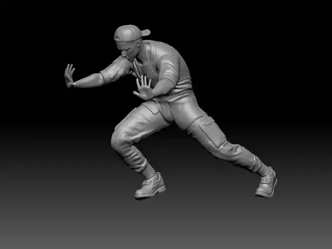 mechanic pushing 3D print model