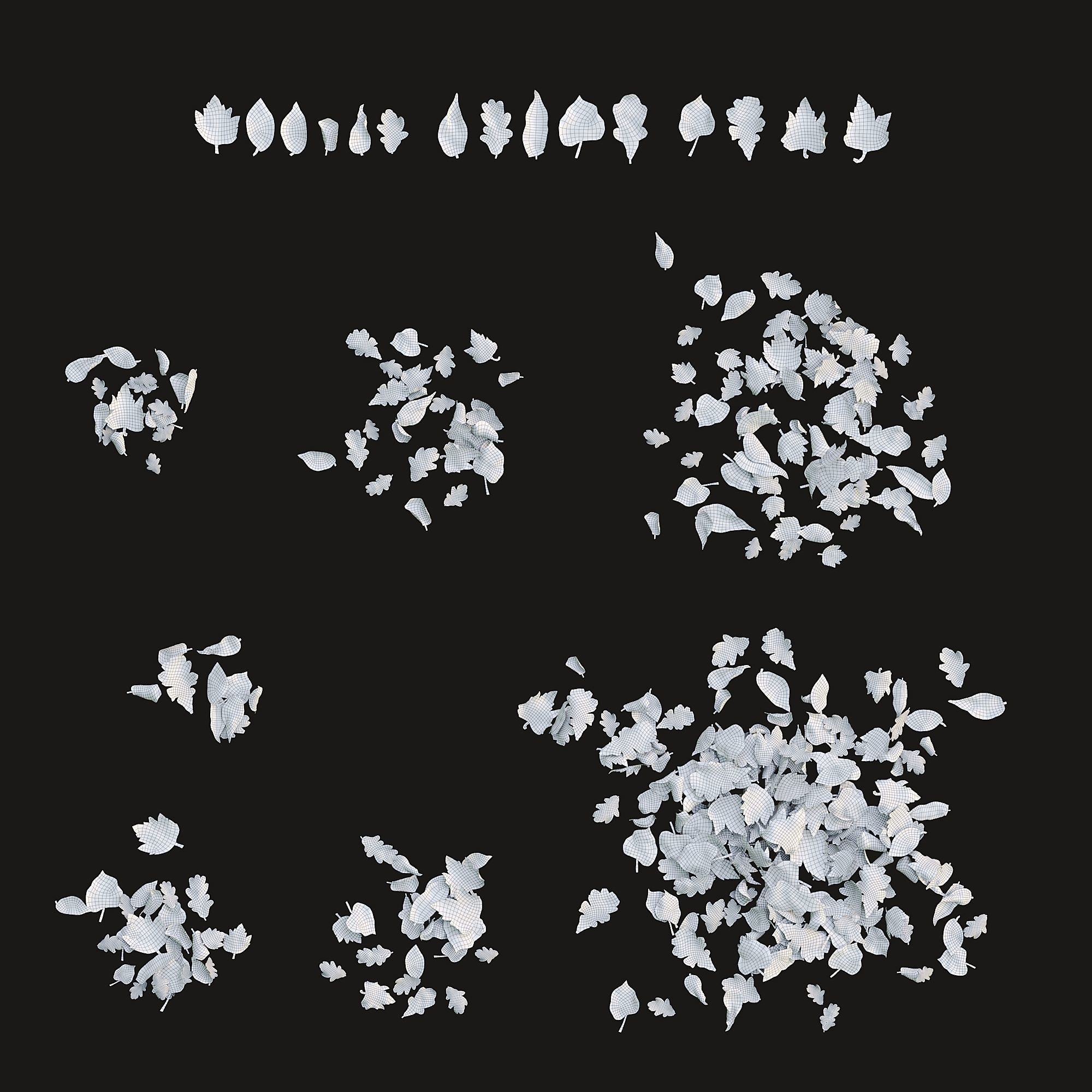 Wet asphalt with leaves 3D model_9